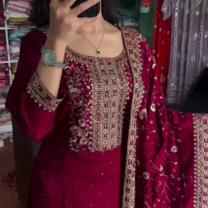 Multicolor silk heavy handwork kurta set with dupatta