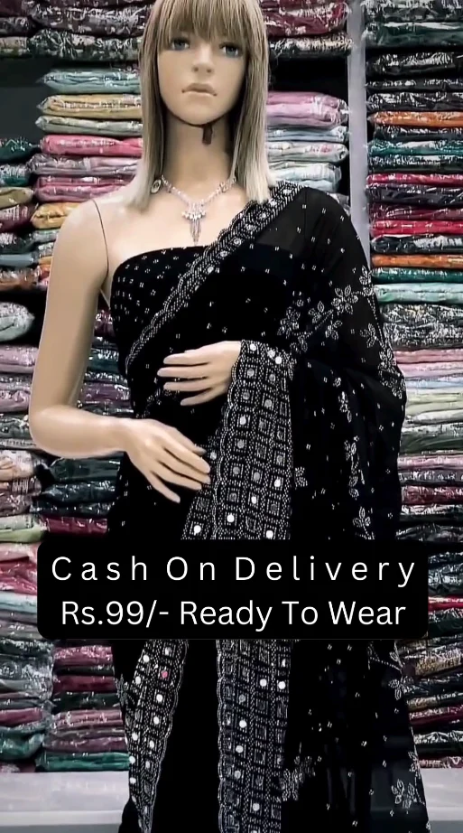 New Stylist Heavy Embroidered Party & Festive Wedding Wear Black Saree For Women - Image 3