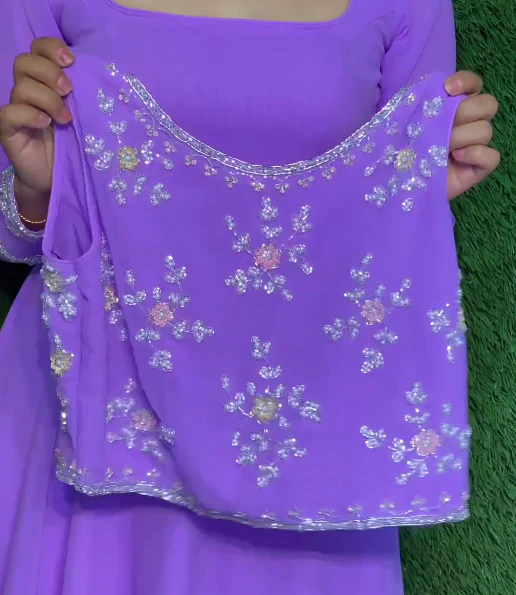 Stylish Floral Printed Designer Gown Kurti with Dupatta - Image 2