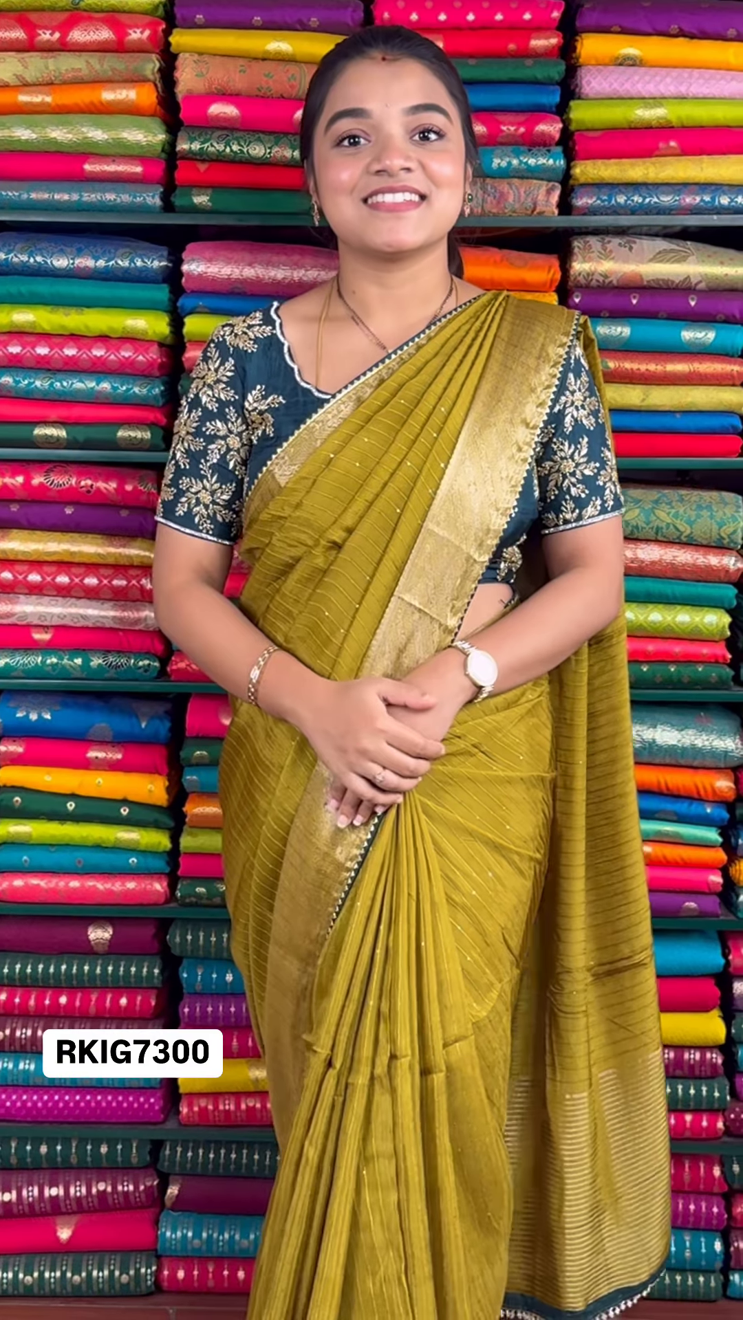 Georgette Sequence Designer Ready To Wear Blouge MehandhiGreen And Dark RamaGreen Saree - Image 2