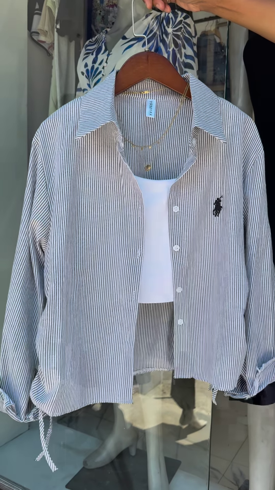 Classic Ralph Lauren Pinstripe Shirt with Contemporary Tank Styling - Image 4