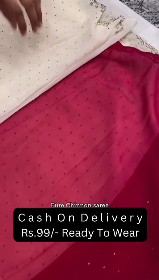 Mauve Tissue Saree In White Moti And Cut Dana Embroidery Buttis, Border Has Cutwork Embroidery Detailing - Image 2