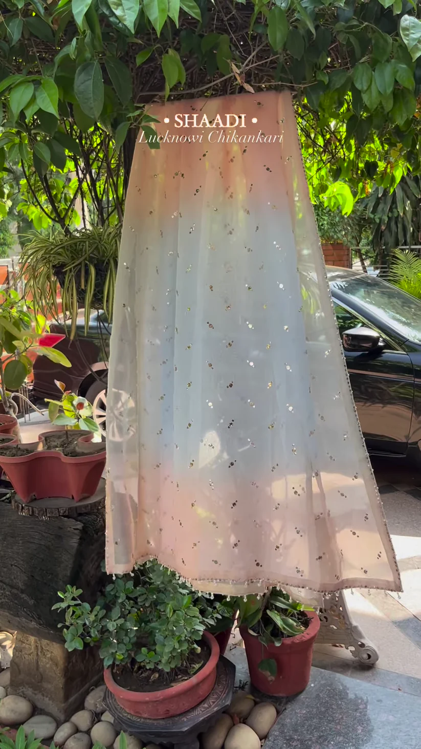 pink colour heavy chikankari suit set with koti - Image 3