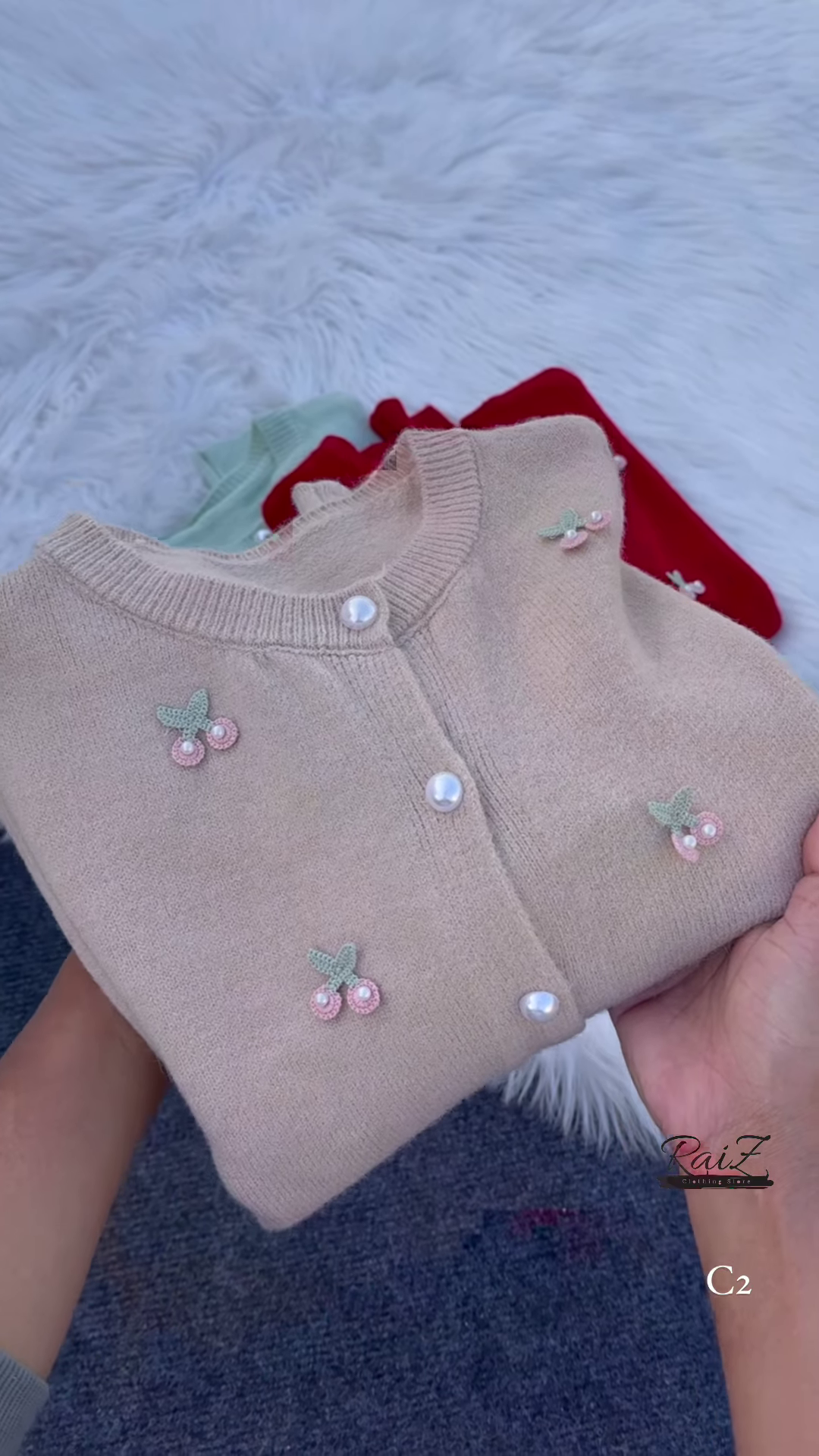 Clara round neck soft knit pearl button cardigan - Image 8