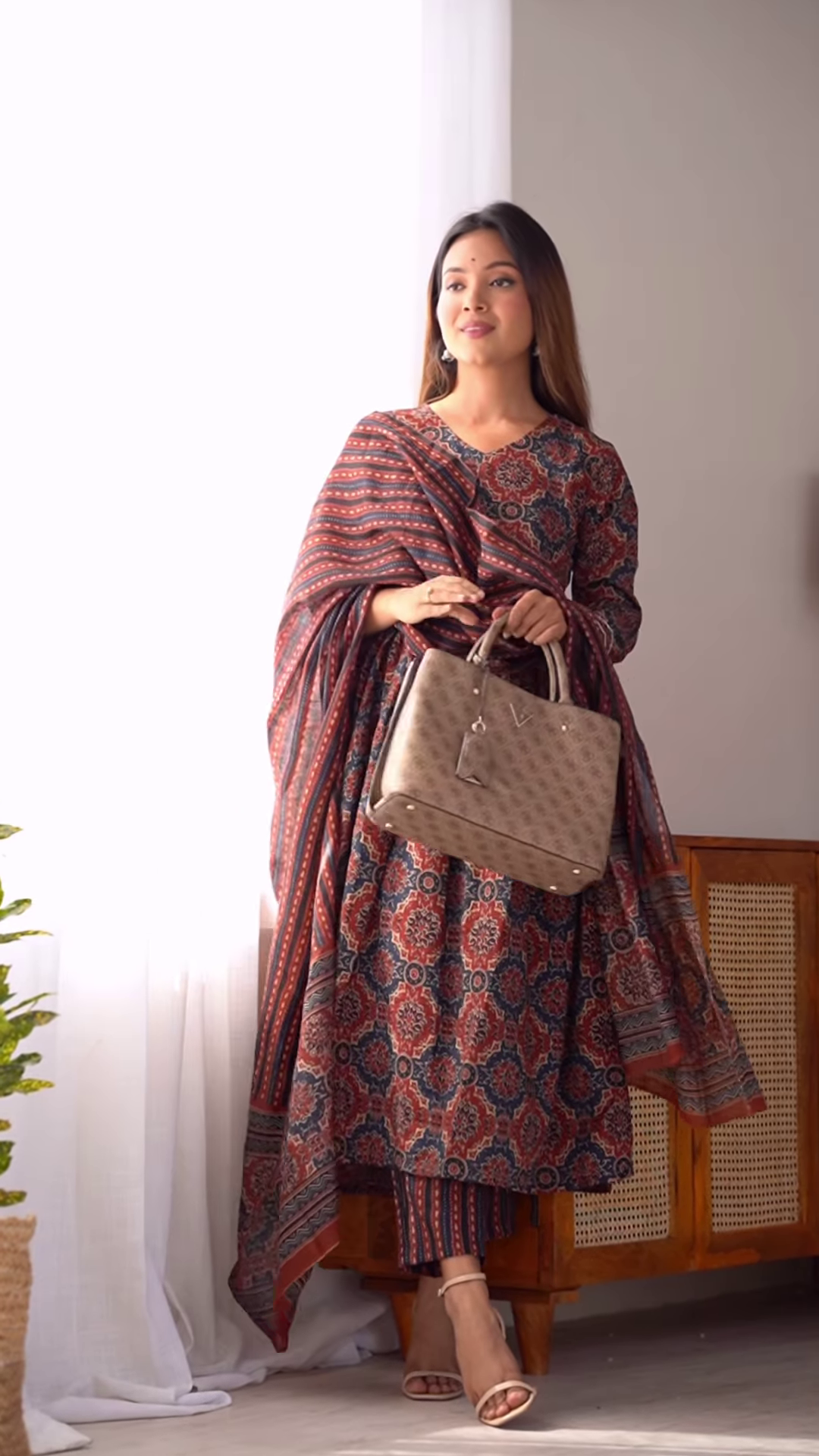 Floral Hand-Painted Kurta Set – 4 Elegant Shades - Image 4