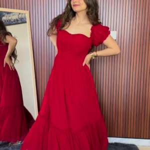 Scarlet Ruffle Maxi Dress – A Statement of Elegance