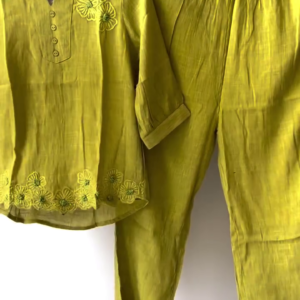 Chic Lime Green Embroidered Co-ord Set – Effortless Elegance with a Modern Twist
