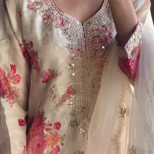 Ivory Floral Mirror-Embroidered Suit – A Timeless Grace