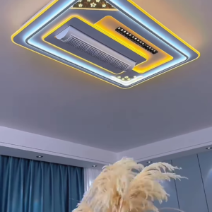 Modern Ceiling Air Conditioner with Integrated LED Ambient Lighting β Ultra-Silent, Smart Remote Control, Elegant Design for Home & Office