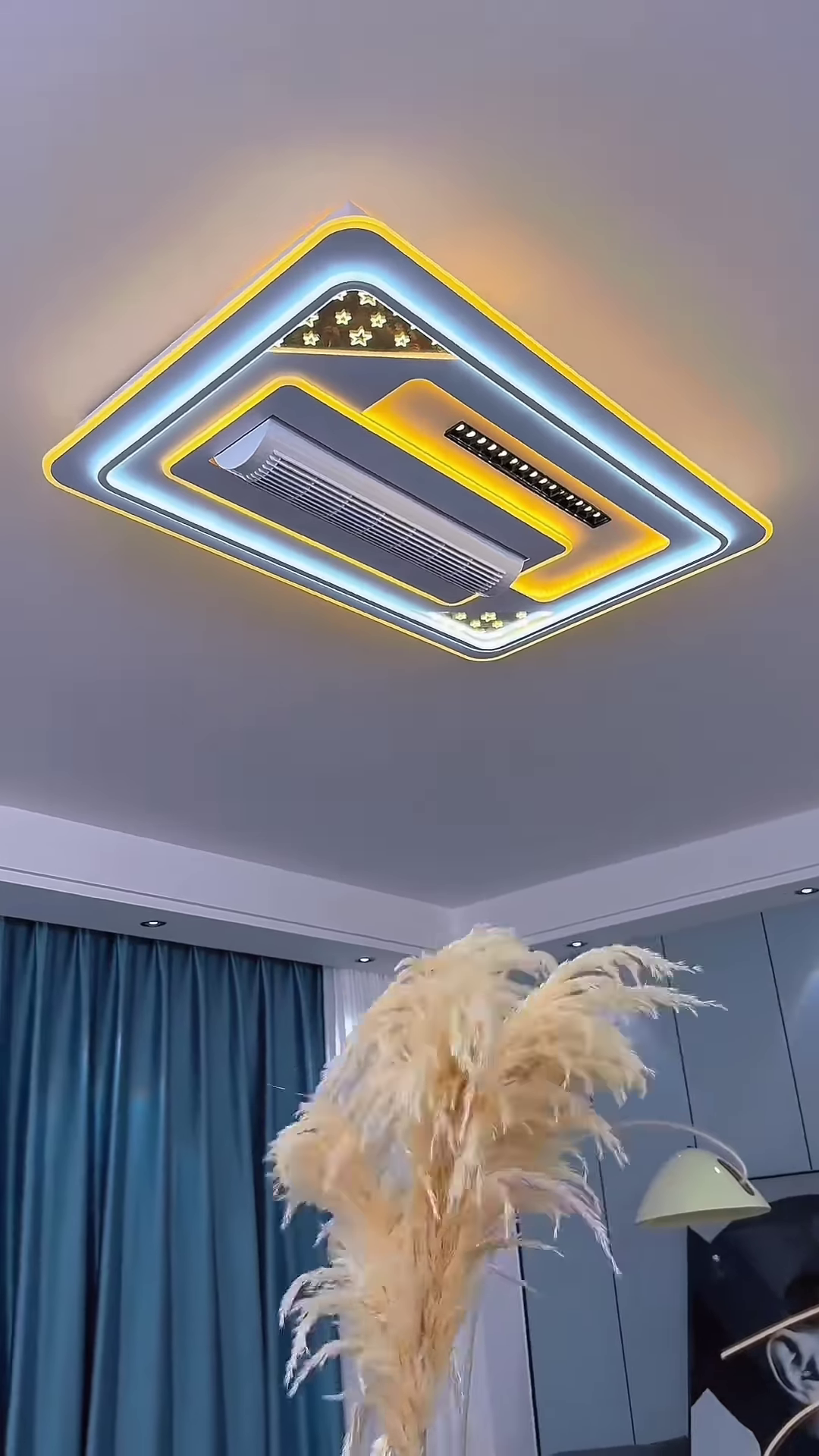 Modern Ceiling Air Conditioner with Integrated LED Ambient Lighting – Ultra-Silent, Smart Remote Control, Elegant Design for Home & Office