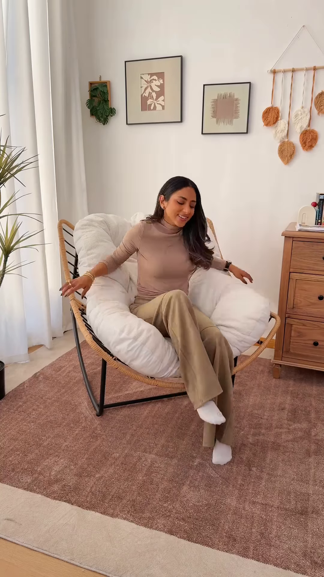 Luxury Papasan Lounge Chair with Ultra-Plush Cushion – Comfy Accent Chair for Living Room, Bedroom, or Reading Nook – Boho Chic Woven Frame with Soft Sherpa-Like Padding - Image 2