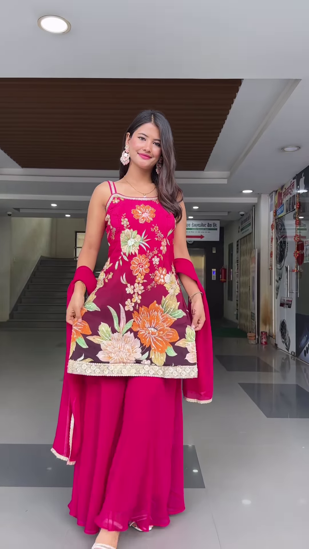 '- Lime Green Floral Embroidered Suit Set with Dupatta – Vibrant Traditional Ensemble for Women - Image 3