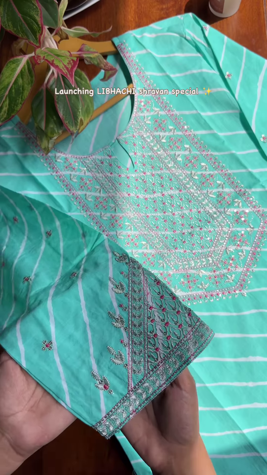 Turquoise Embroidered Kurta with Silver & Pink Detailing – Shravan Special Ethnicwear - Image 11