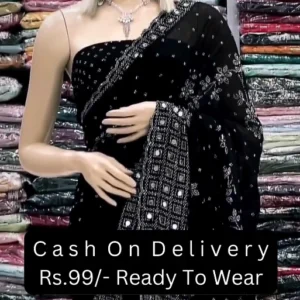 Elegant Black Ready To Wear Saree