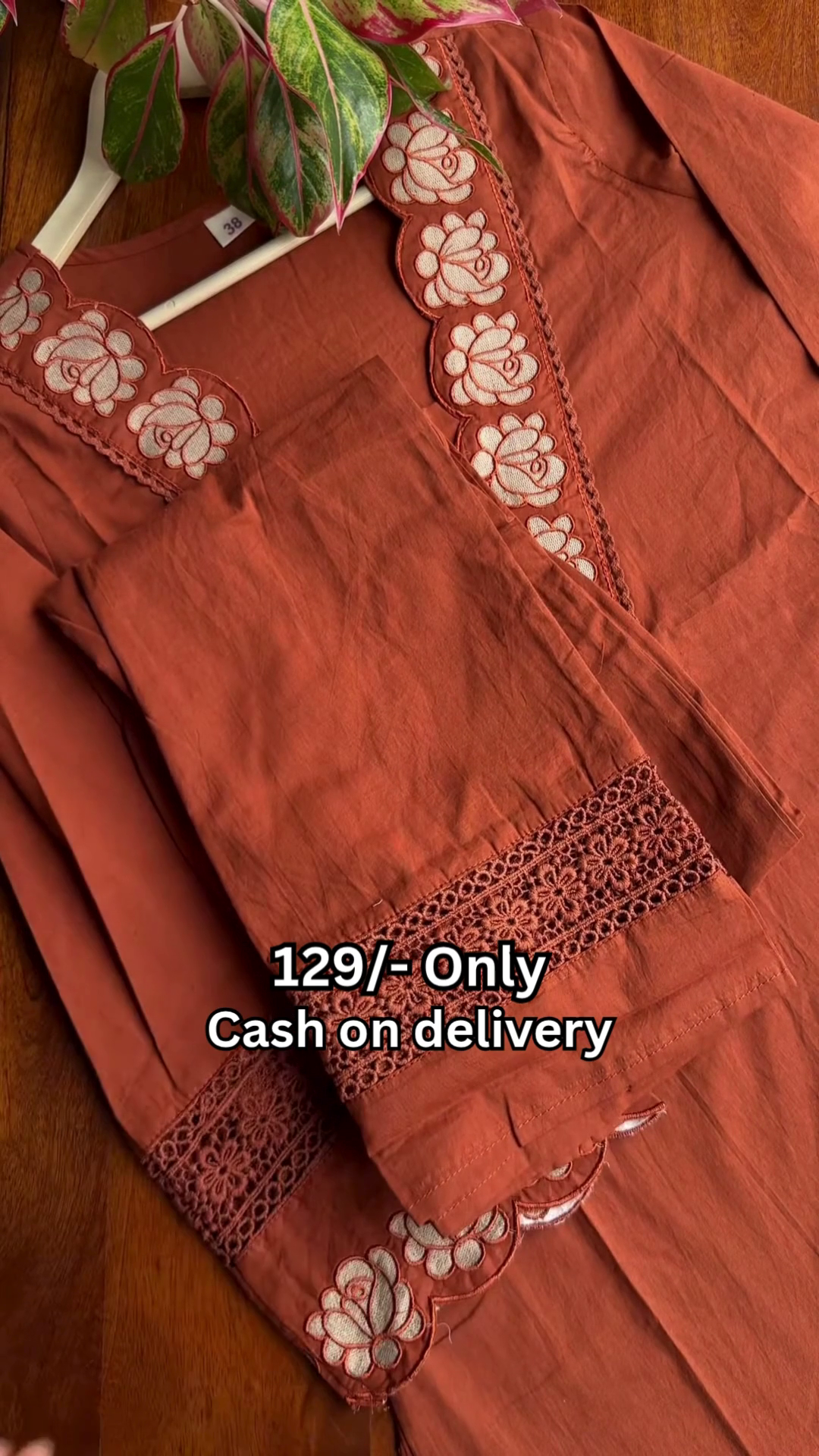 Elegant Rust Embroidered Suit - Image 9