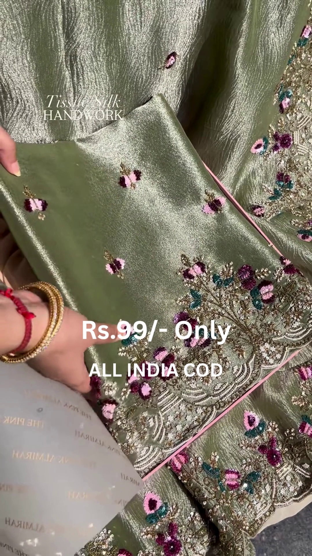 Luxury Tissue Silk Handwork Suit - Image 2