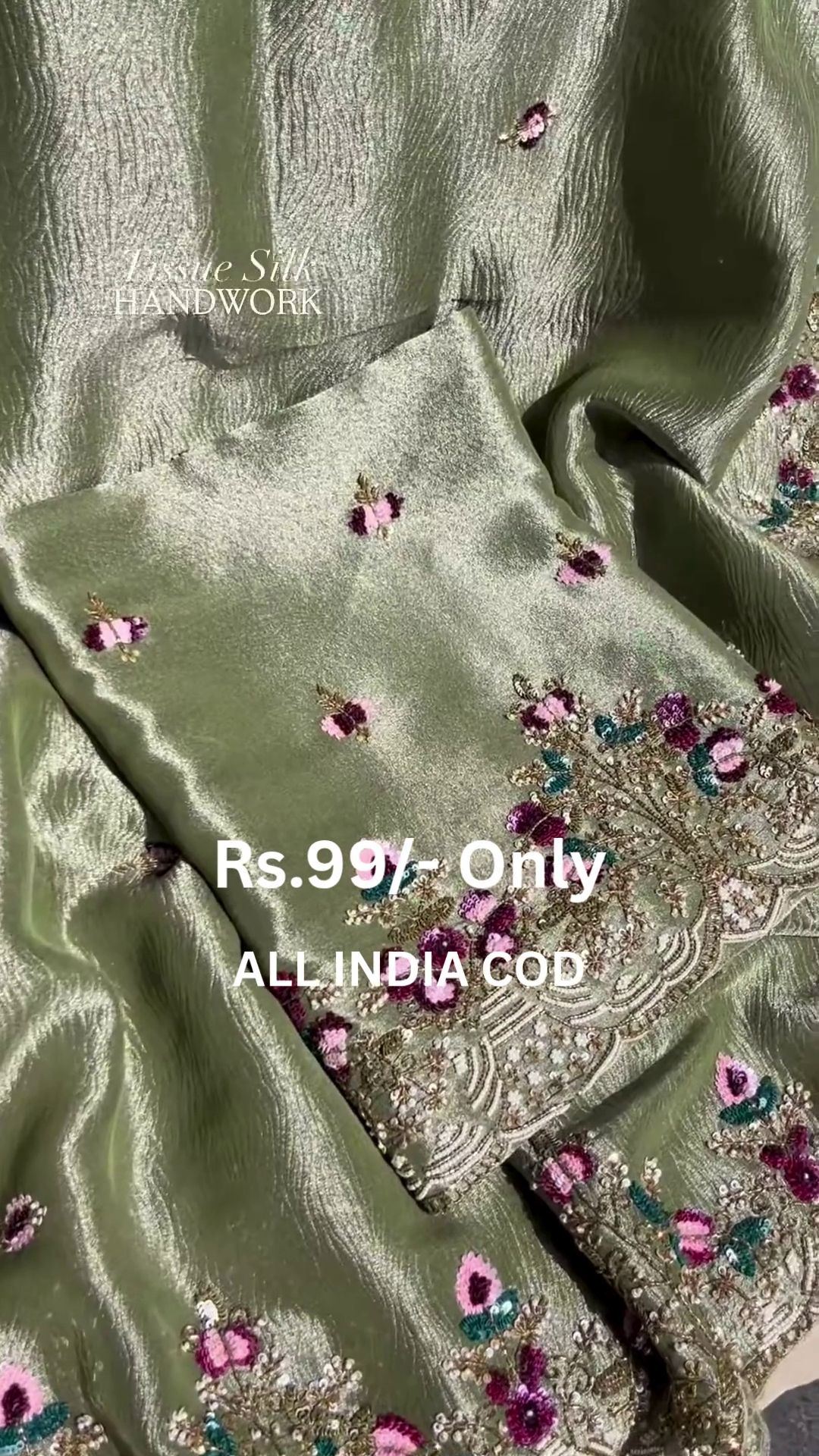 Luxury Tissue Silk Handwork Suit