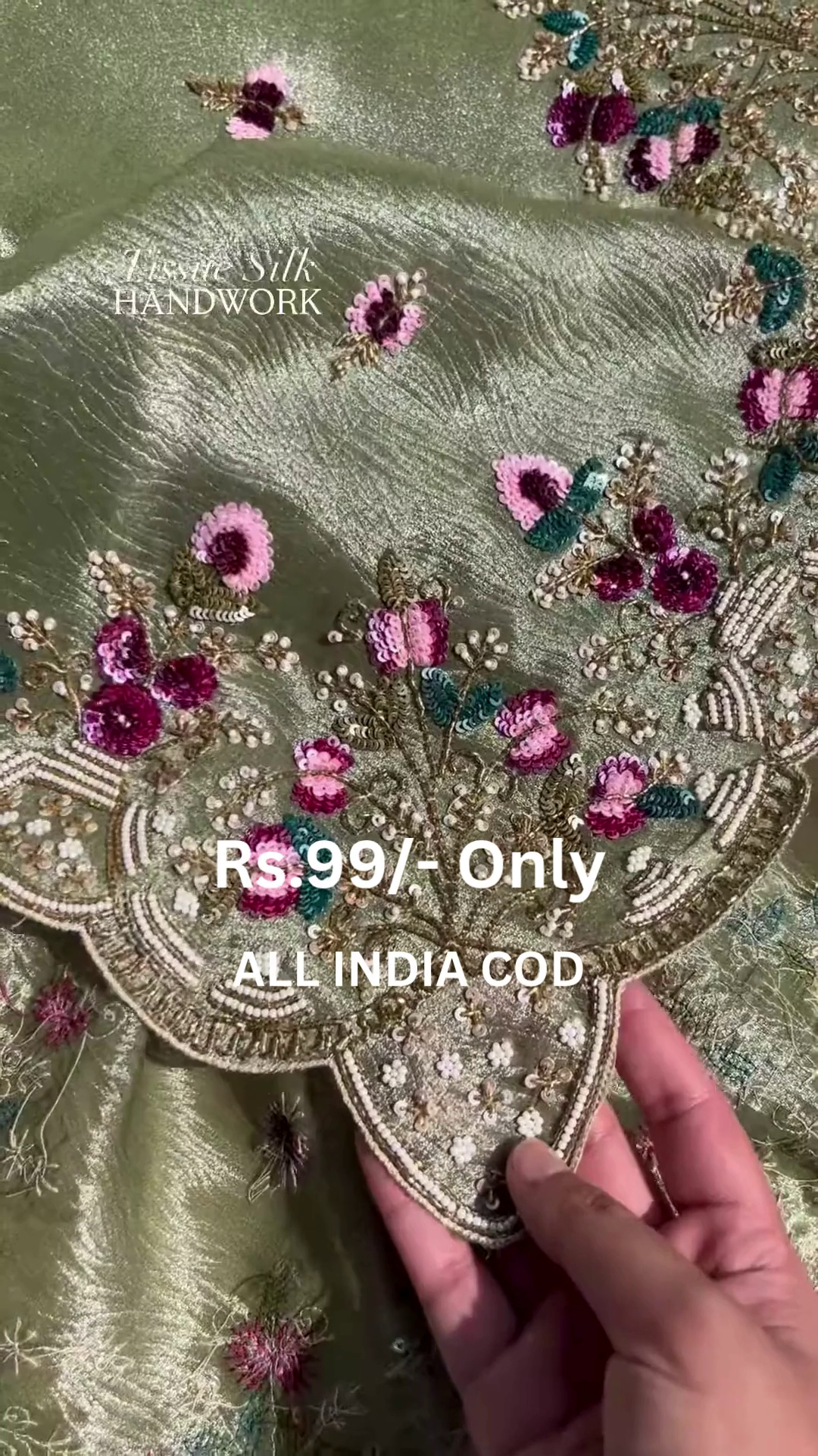 Luxury Tissue Silk Handwork Suit - Image 4