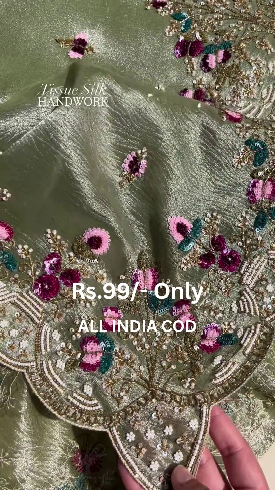 Luxury Tissue Silk Handwork Suit - Image 6