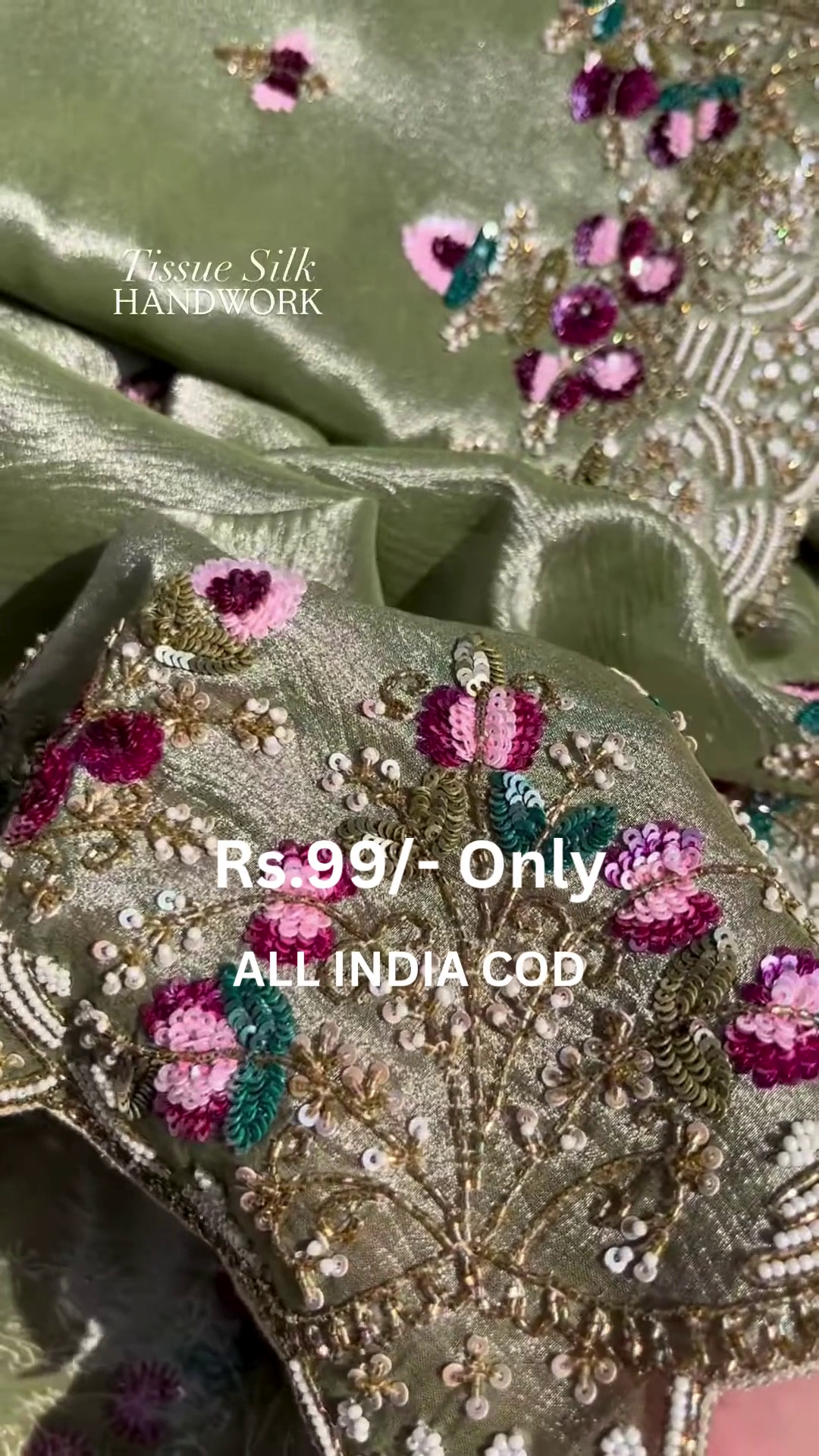 Luxury Tissue Silk Handwork Suit - Image 7